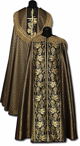 Chape liturgique en polyester or - noir (id: 466)