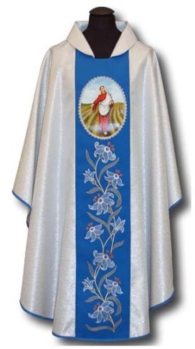 Chasuble brodée avec une peinture de Notre Dame qui sème (id: 114)