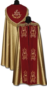 Piviale dorata con galloni di velluto ricamati (id: 482)