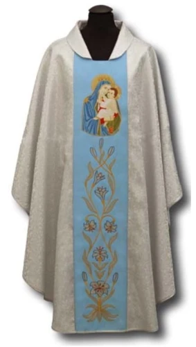 Chasuble brodé avec l'image de Notre-Dame du Mont Carmel (id: 81)