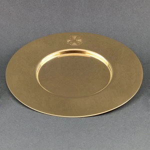 Patène gravée en laiton doré (id: 307)