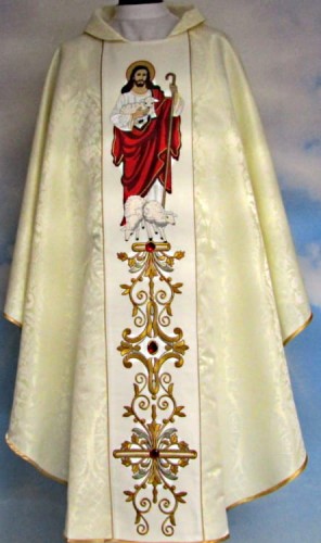 Chasuble brodé avec des pierres - Jesus Christ bon Pasteur 1.jpg