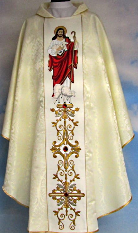 Chasuble brodé avec des pierres - Jesus Christ bon Pasteur 1.jpg
