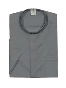 Camicia clergyman,maniche corte - 100% cotone. (id: 263)