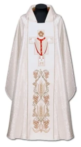 Casule ricamate con l'immagine di Gesù Grande sacerdote - tessuto di damasco. (id: 104)