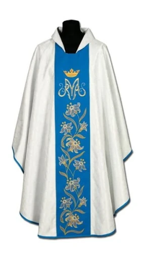 Chasuble mariale en damas riches brodée (id: 222)