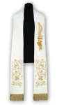 Étole liturgique blanche brodée. (id: 362)