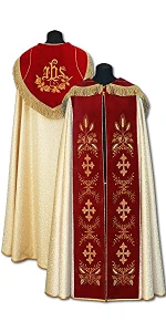 Piviale damascata con galloni di velluto ricamati (id: 483)