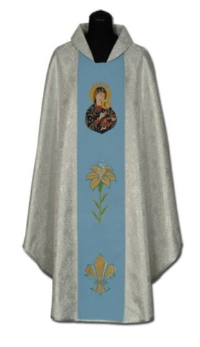 Chasuble brodé avec l'image de Notre-Dame du Perpétuel-Secours (id: 98)