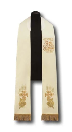 Étole liturgique blanche brodée
