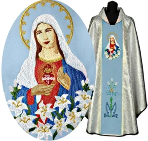 Casula ricamata con l'immagine di Nostra Signora del Sacro cuore (id: 97)