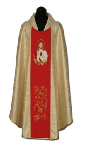 Chasuble brodé avec l'image du Sacré Coeur de Jésus (id: 89)