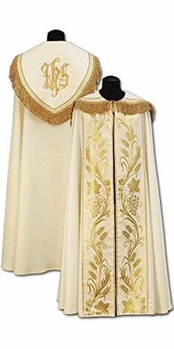 Chape liturgique blanche brodé