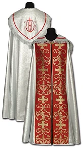 Piviale liturgica argentata - ricamata. (id: 476)