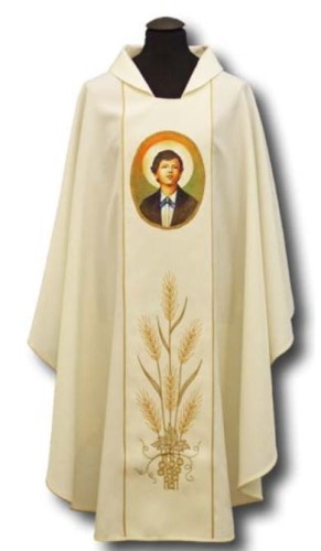 Chasuble brodée avec une peinture de St. Dominic Savio (id: 111)