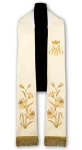 Stola liturgica bianca ricamata. (id: 366)