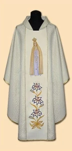 Casula ricamata con l'immagine di Nostra Signora di Fatima (id: 765)