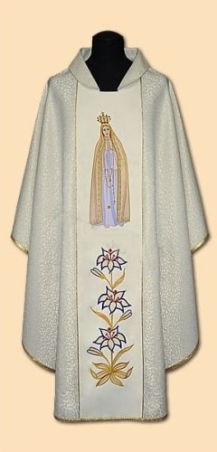 Chasuble brodé avec l'image de Notre-Dame de Fátima (id: 765)