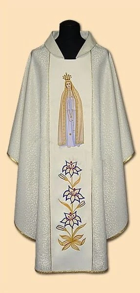 Chasuble brodé avec l'image de Notre-Dame de Fátima (id: 765)