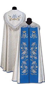 Piviale liturgica argentata - ricamata. (id: 481)